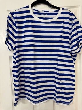J. Crew Vintage Jersey Classic Blue/ White Striped Tee Shirt. NWOT. XL